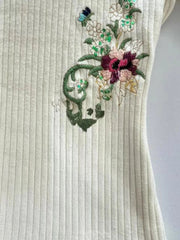 Aiertu - Sweet Knitted Harajuku Flower Embroidery T-shirts Vintage Bodycon Grunge Fairy Tops Women 2025 Summer Y2k Aesthetic Apricot Tees Aiertu