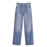 Aiertu - American hot girl mid-waist straight jeans women's spring and autumn new loose slim mopping pants Aiertu