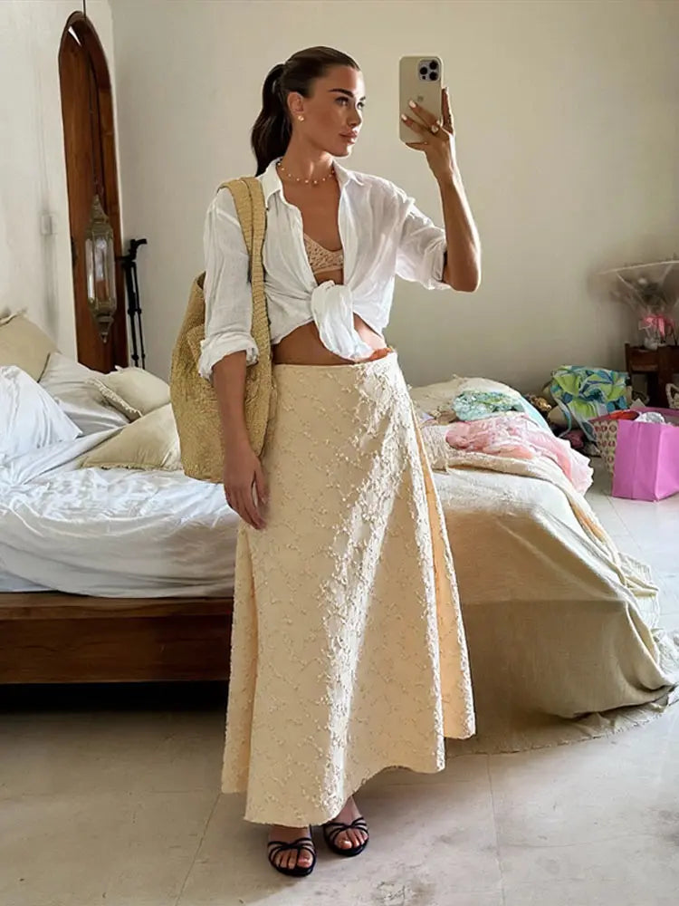 Aiertu - Tassel Wear Vest Half Skirt Women 3-piece Set Lapel Tie Vest Round Neck Vest A-line Skirts 2025 Summer High Street Lady Suit Aiertu