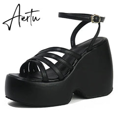 Big Size 43 Summer Fashion Women Sandals Platform Gothic Wedges High Heels INS Hot Ladies Trendy Cool Punk Shoes For Woman Aiertu