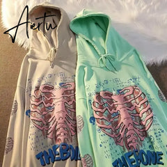 Black Friday Y2K Pink Skeleton Hoodies Women Autumn Streetwear pullover Goth Sweatshirts Harajuku Grunge Oversized Winter Hoodies Female Aiertu