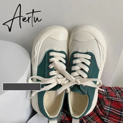 Black Green Platform Women's Sneakers Sports Shoes Summer Design Korean Canvas Flat Vulcanize Lolita Casual Tennis Aiertu