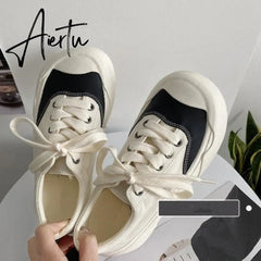 Black Green Platform Women's Sneakers Sports Shoes Summer Design Korean Canvas Flat Vulcanize Lolita Casual Tennis Aiertu
