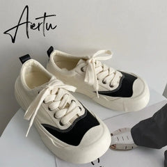 Black Green Platform Women's Sneakers Sports Shoes Summer Design Korean Canvas Flat Vulcanize Lolita Casual Tennis Aiertu