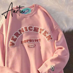 Boho Green Flocking Printing Crewneck Sweatshirt Women New Long Sleeve Casual Preppy Style Couple Clothes Thin Fall Dropshipping Aiertu