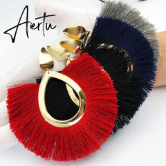 Boho Waterdrop Shaped Tassel Earrings for Women Big Dangle Statement Earrings Party Jewelry Bijoux Boucles D Oreille Femme Aiertu