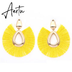 Boho Waterdrop Shaped Tassel Earrings for Women Big Dangle Statement Earrings Party Jewelry Bijoux Boucles D Oreille Femme Aiertu