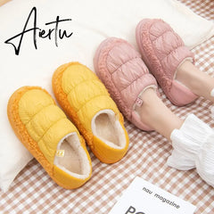 Booties Woman Winter Female Cotton Shoes Anti-skid Snow Boot Wind and Cold Protection Keep Warm Fur Women's Ankle Boots Aiertu