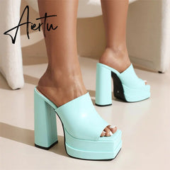 Brand Design Summer Platform Women's Slipper Mules Shoes Sandals Great Quality Fashion Walking Comfy Woman Sandals Aiertu