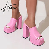 Brand Design Summer Platform Women's Slipper Mules Shoes Sandals Great Quality Fashion Walking Comfy Woman Sandals Aiertu