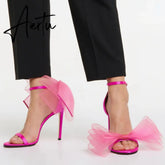 Brand New Design Wedding Sandals Women Big bow-knot Thin High Heels Dress Party Fashion Sexy Ladies Summer Shoes Woman Pump Aiertu