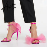 Brand New Design Wedding Sandals Women Big bow-knot Thin High Heels Dress Party Fashion Sexy Ladies Summer Shoes Woman Pump Aiertu