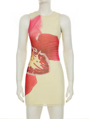 Aiertu Holiday Floral Bodycon Dress Beach Style Sexy Slim O-Neck Sleeveless Mini Dresses For Women 2025 Summer Fashion Lady Aiertu