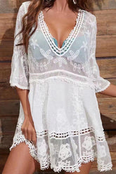 Aiertu -Sexy Vacation Solid Hollowed Out Swimwears Cover Up(6 Colors) aiertu