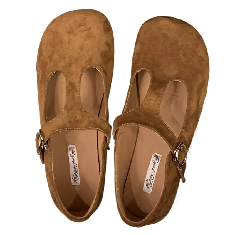 Aiertu - Autumn Women Flats Fashion Round Toe Slip On Ladies Elegant Mary Jane Shoes Soft Flat Heel Outdoor Dress Ballerin Shoes New Shoe Aiertu