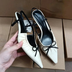 Aiertu - Designer Party Women's High Heels Shoes Pointed Toe Dress Elegant Slingbacks 2025 Spring New Soft Leather Ladies Office Pumps Aiertu