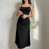 Aiertu - Black Sexy Big Halter Strap Dress Aiertu