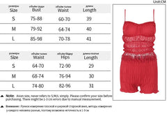 Aiertu - 2 Piece Sets Woman Outfit Sexy Fringed Ruched Mesh Top and Shorts Solid Matching Sets Summer Wear 2025 P66-FZ18 Aiertu