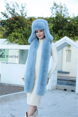 Aiertu - Hat Scarf Set Winter Warm Earmuffs Hat Girl Hat Natural Fluffy Plush Hat Leather Hat Шапка Женская Aiertu
