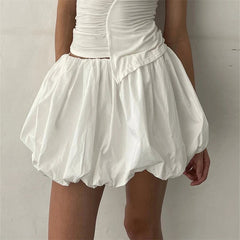 Aiertu - Women Y2K Bubble Skirt High Waist Ruffle Hem A Line Pleated Mini Short Skirt Teen Girls Puffy Short Skirts Streetwear Aiertu