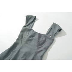 Aiertu - High Street Women Short Sleeve Gray Mini Dresses Sexy Backless Bandage Back A-line Summer Dress Party Robe Aiertu
