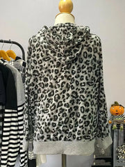 Aiertu - American Style Retro Hot Girl Leopard Full Printed Zip Up Hoodies Women's Retro Casual Sweatshirts Loose Autumn\winter Jackets Aiertu