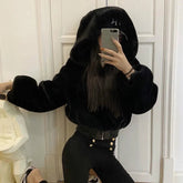 Aiertu - Fashion Zipped Up Coat Women's Hooded Outwear Female Parkas Winter Lamb Fur Fleece Coat Y2k Korean Fashion Vintage Crop Jackets Aiertu