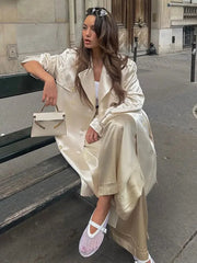 Aiertu - Fashion Stain Windbreaker 2026 Women's Autumn Jacket Elegant Long Sleeve Oversize Lapel Button Coats Lady Commute Outerwear Aiertu