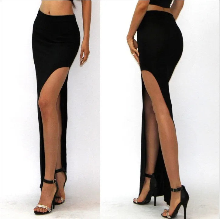 Aiertu Fashion Split Skirts Women Sexy Long Sexy Skirts Open Side Split Skirt Long High Waist High Slit Maxi Skirt Black Aiertu