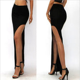Aiertu Fashion Split Skirts Women Sexy Long Sexy Skirts Open Side Split Skirt Long High Waist High Slit Maxi Skirt Black Aiertu