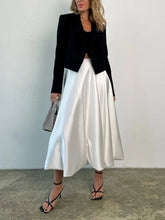 Aiertu - Fashion Beige Satin Balloon Skirts for Women High Waist Office Lady Ankle-Length Skirt Chic Loose Skirt Female Clothe Aiertu