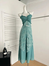 Aiertu Vacation Style Women's Summer Mint Green Halter Neck Strap Top High-waisted Wide-leg Pants Two-piece Set Fashion Female Clothes Aiertu