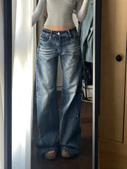 Aiertu Streetwear Y2K Jeans Women Loose Mid Waist Casual Denim Pants Vintage American Harajuku Lady All Match Trousers Spring New Aiertu