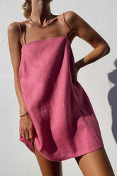 Aiertu Minimalism Linen Slip Mini Dress Aiertu