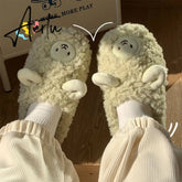 Cartoon Cute Thick-soled Warm Cotton Shoes Ladies Men's Winter Cotton Slippers Autumn and Winter Indoor Home Couple Slippers Aiertu