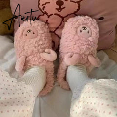 Cartoon Cute Thick-soled Warm Cotton Shoes Ladies Men's Winter Cotton Slippers Autumn and Winter Indoor Home Couple Slippers Aiertu
