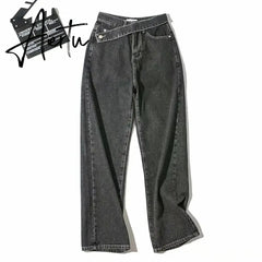 Casual Fashion Straight Denim High Waist Jeans Women Pants Fall Winter Harajuku Boyfriend Jeans Loose Bottom Aiertu