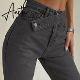Casual Fashion Straight Denim High Waist Jeans Women Pants Fall Winter Harajuku Boyfriend Jeans Loose Bottom Aiertu