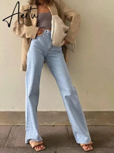 Casual Fashion Straight Leg Women's Jeans Denim Bottom Harajuku Boyfriend Long High Waist Baggy Jeans Fall Pants Aiertu