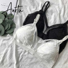 Casual Lace Bralette Padded Bra Women Lace Sexy Bra Stretch Brassiere Fashion Wireless Bra Aiertu