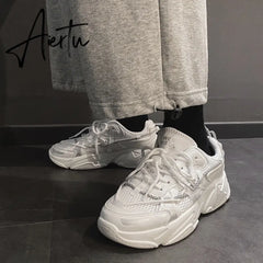 Casual Woman Sneakers Korean Fashion Jogging Lace Up Platform Dad Shoes Sports Harajuku Running Shoe Female Designer Aiertu