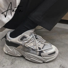 Casual Woman Sneakers Korean Fashion Jogging Lace Up Platform Dad Shoes Sports Harajuku Running Shoe Female Designer Aiertu