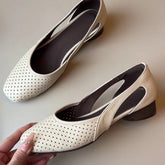 Aiertu - Shallow-mouthed Square Toe French Anti-slip Low-heeled Sandals, Summer Bag Toe Retro Style, Breathable Soft-soled Casual Shoes Aiertu