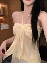 Aiertu - Sweet Hot Girl Sexy Knitted Halter Neck Top Women's Summer Slim Fit Backless Lace-up Strapless Vest Top Fashion Female Clothes Aiertu