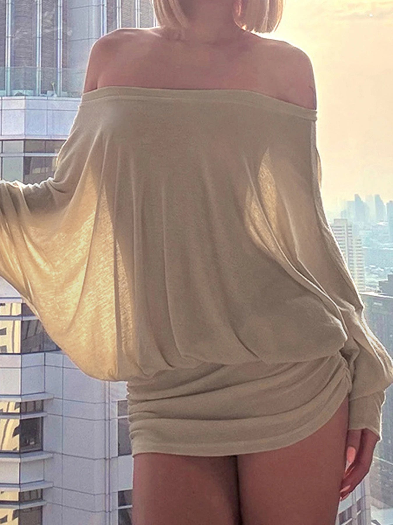 Aiertu - Women Elegant Transparent Mini Dress Chic Sexy Off-shoulder See Through Dresses for Ladies Summer Party Vintage Clothing Aiertu