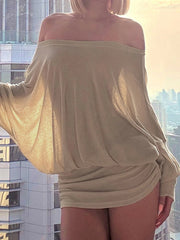 Aiertu - Women Elegant Transparent Mini Dress Chic Sexy Off-shoulder See Through Dresses for Ladies Summer Party Vintage Clothing Aiertu