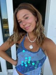 Aiertu - Summer Sequined Women's Knit Short Tops 2025 Sexy U Neck Sleeveless Open Back Slim Fit Halter Vests Female New Seaside Beachwear Aiertu
