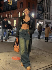 Aiertu - Baggy Casual Wide Leg Jeans Women Streetwear Washed Denim Trousers Female Vintage 90s High Waist Straight Pants 2025 Spring Aiertu