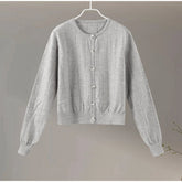 Aiertu - Slim Knit Single Breasted Cardigans Women Elegant O-neck Long Sleeves Short Sweater 2026 Autumn New Female Chic Top Streetwear Aiertu