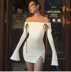 Aiertu -Marley Off-Shoulder Ribbon Mini Dress aiertu